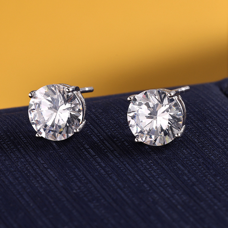 Women's 0.5/1/2/3 Carat 925 Silver Versatile Synthetic Zirconia Earrings
